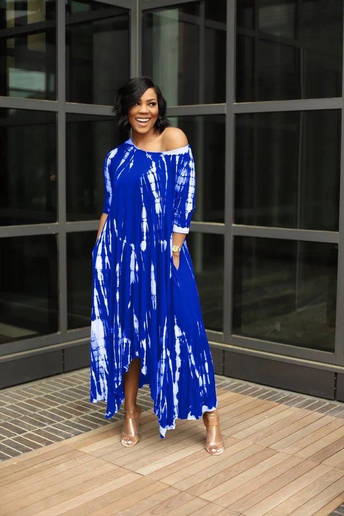💃Loose Graffiti Tie-Dye Pocket Midi Dress(Buy 2 Free Shipping)-serendiple.com