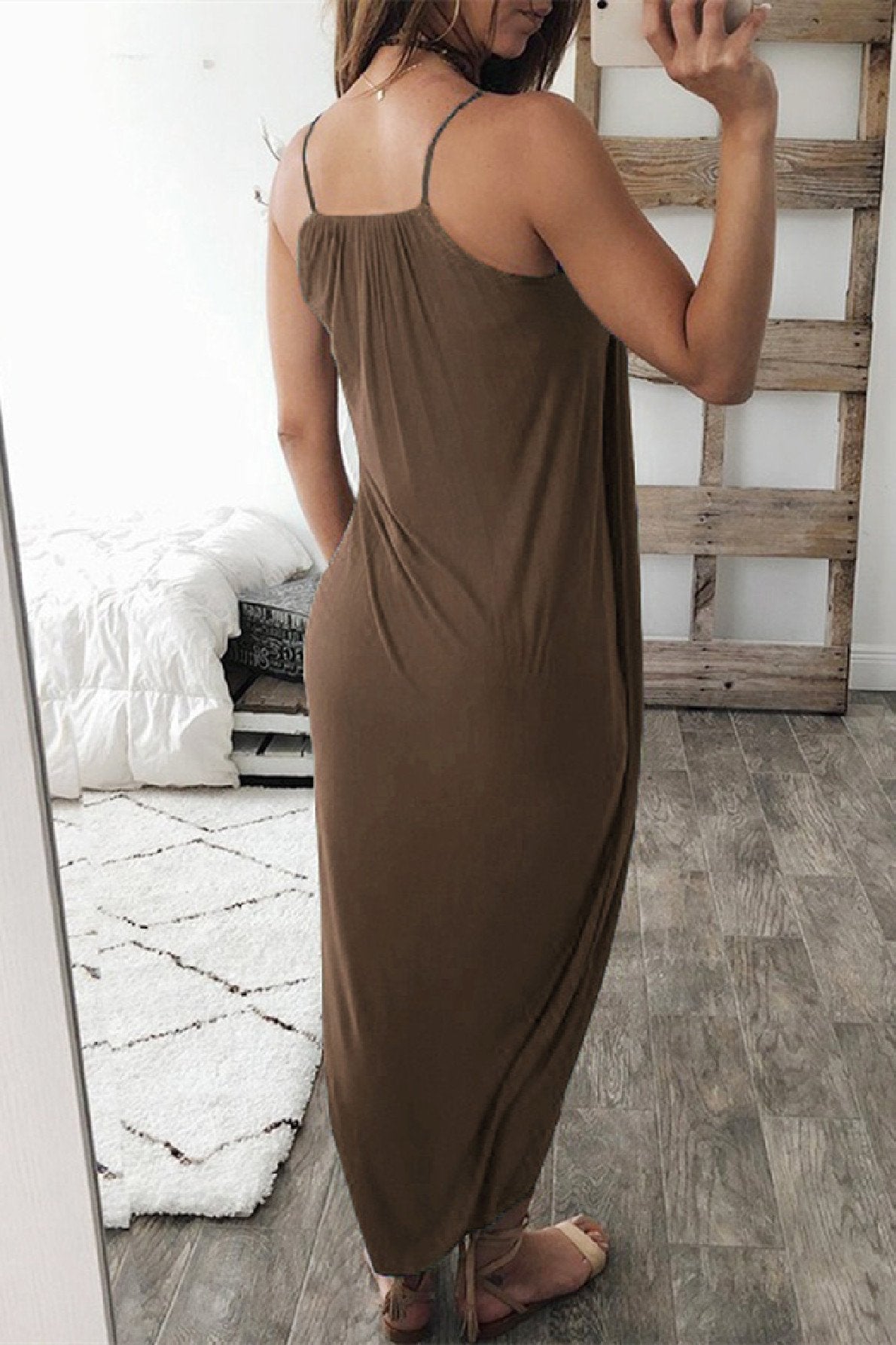 Wrapped Split Solid Cami Beach Dress-serendiple.com