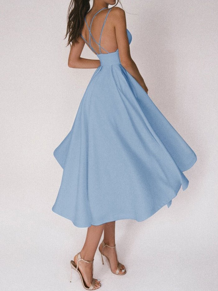 🍀summer sale🍀Elegant strappy V-neck dress-serendiple.com