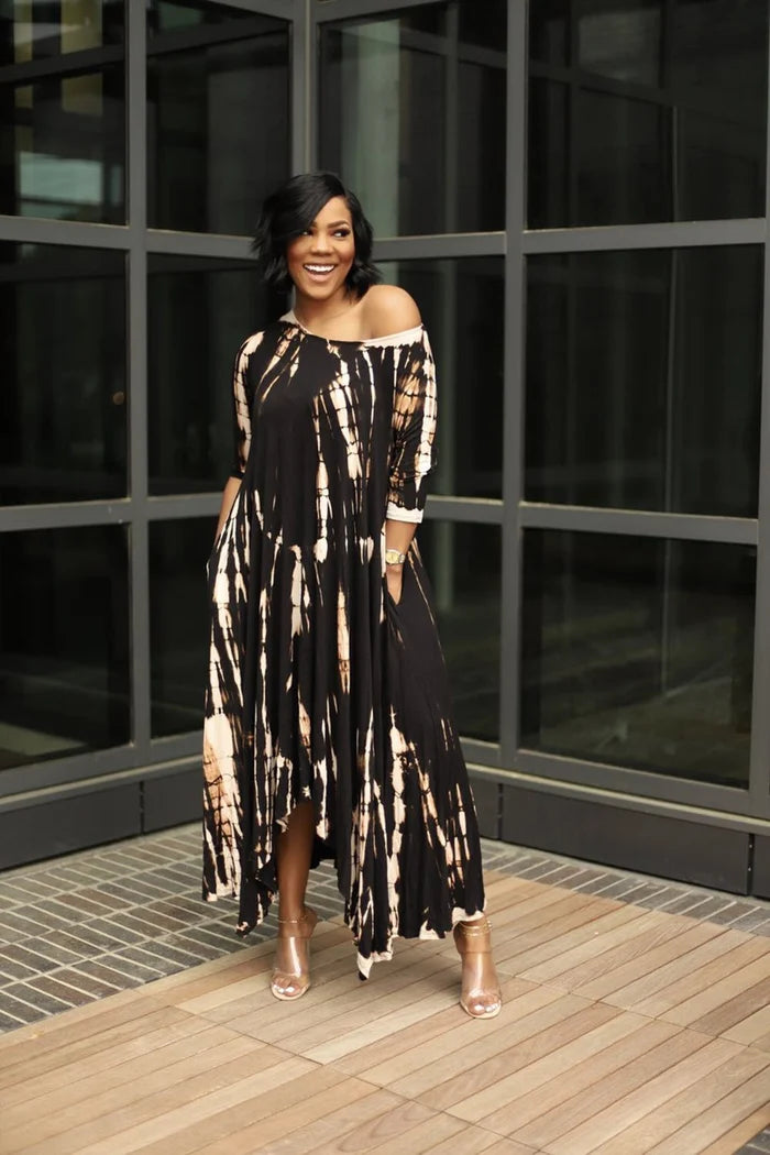 💃Loose Graffiti Tie-Dye Pocket Midi Dress(Buy 2 Free Shipping)-serendiple.com