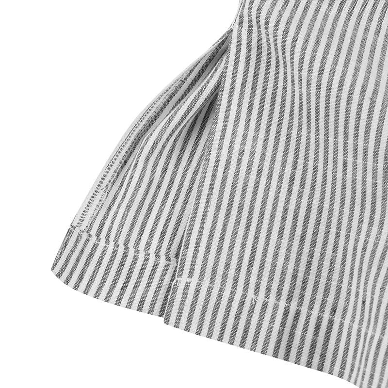 Puff Sleeve Stripe Printed Casual Maxi Dress-serendiple.com
