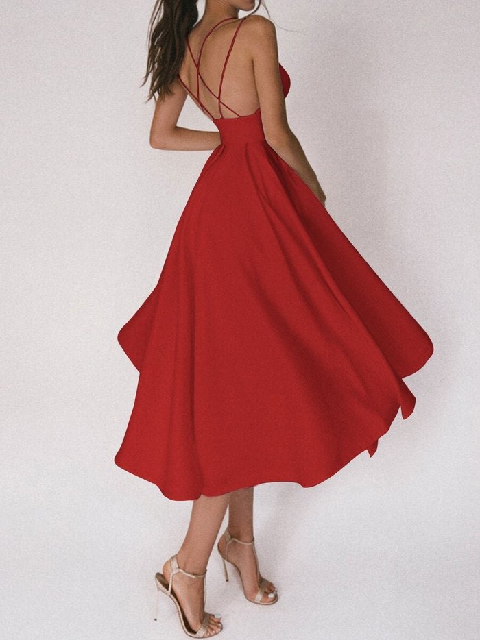 🍀summer sale🍀Elegant strappy V-neck dress-serendiple.com