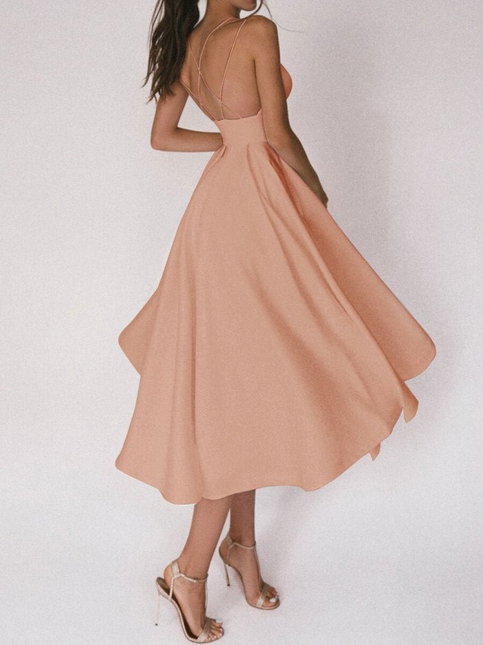 🍀summer sale🍀Elegant strappy V-neck dress-serendiple.com