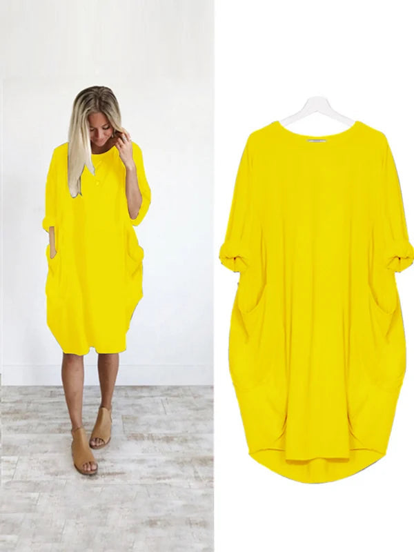 (❤️Mother's Day Sale) Women's Casual Solid O-Outline Dress-serendiple.com