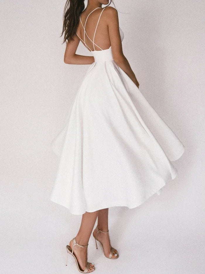 🍀summer sale🍀Elegant strappy V-neck dress-serendiple.com