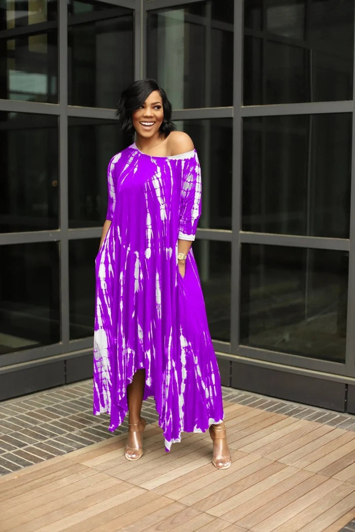 💃Loose Graffiti Tie-Dye Pocket Midi Dress(Buy 2 Free Shipping)-serendiple.com