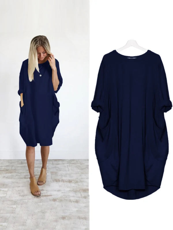 (❤️Mother's Day Sale) Women's Casual Solid O-Outline Dress-serendiple.com