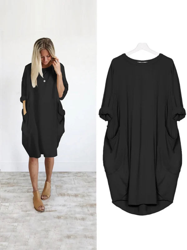 (❤️Mother's Day Sale) Women's Casual Solid O-Outline Dress-serendiple.com